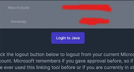 Login to Javaボタン